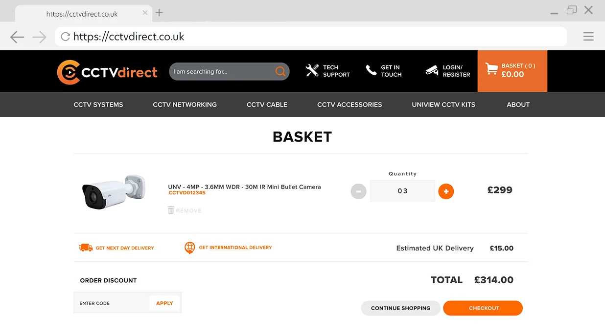 CCTV Direct Website Screenshot - Digital Yogi