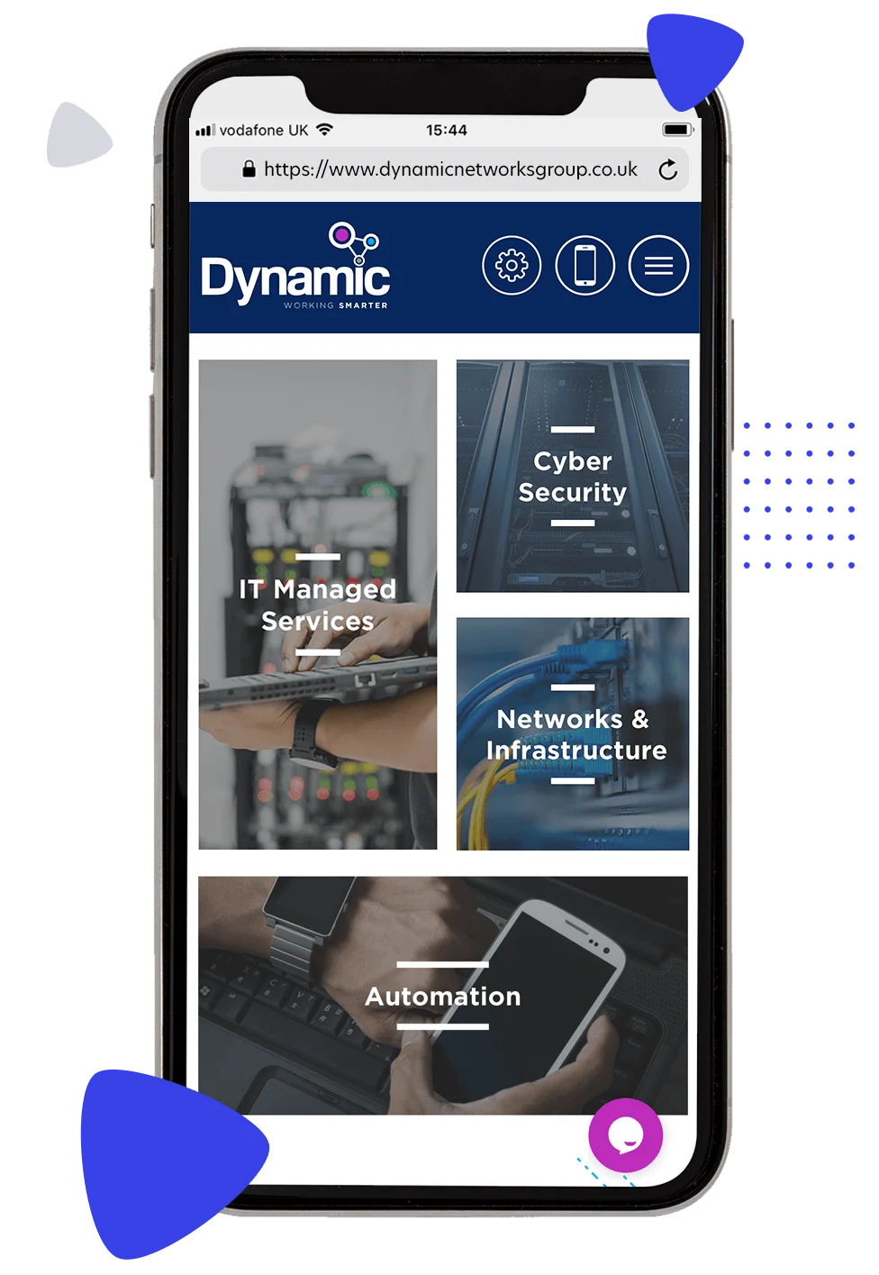 Dynamic Networks Website on Phone - Digital Yogi